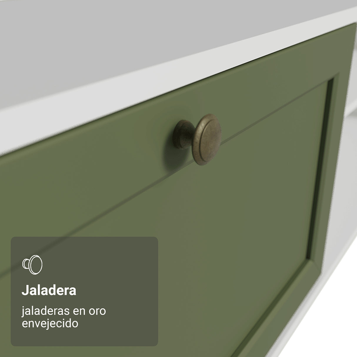 Rack de TV Vik Blanco y Verde 218x52cm para TV Hasta 80 Pulgadas con Cinco Cajones