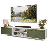 Rack de TV Vik Blanco y Verde 218x52cm para TV Hasta 80 Pulgadas Flotante con Cinco Cajones
