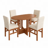Comedor Rodas Cafe y Beige 100x78cm Ovalado De Cuatro Puestos con Cuatro Sillas