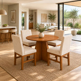 Comedor Palawan Cafe y Beige 90x78cm Circular De Cuatro Puestos con Cuatro Sillas