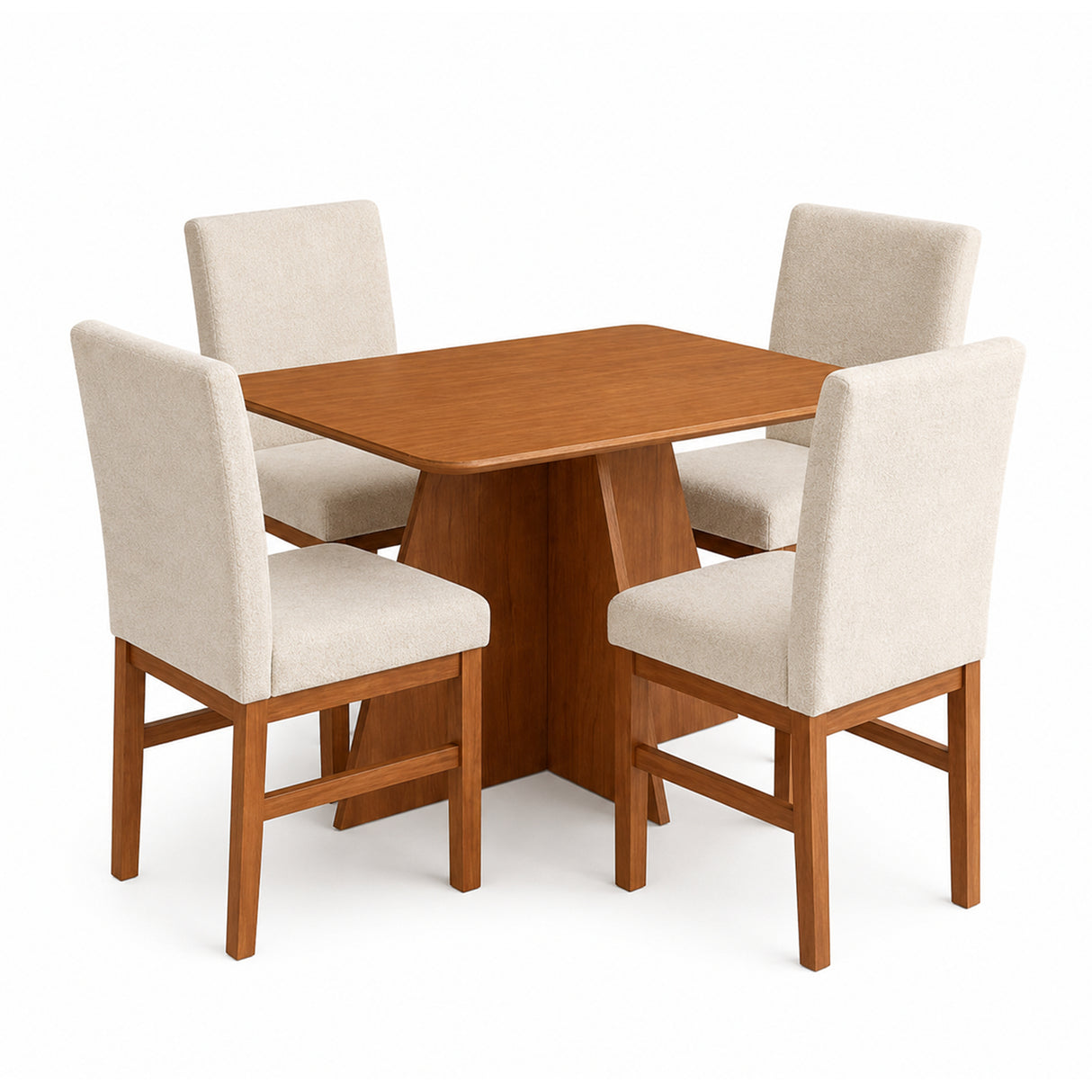Comedor Córcega Cafe y Beige 120x78cm Cuadrado De Cuatro Puestos con Cuatro Sillas
