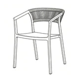 Silla para Exteriores Bali Gris 53x75.5cm Apilable con Apoya Brazos y con Espaldar