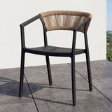 Silla para Exteriores Bali Negro 53x75.5cm Apilable con Apoya Brazos y con Espaldar
