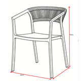 Silla para Exteriores Bali Taupe 53x75.5cm Apilable con Apoya Brazos y con Espaldar