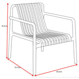 Silla para Exteriores Parma Negro 66.5x76cm Apilable con Apoya Brazos y con Espaldar