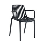 Silla para Exteriores Parma Negro 57x80cm Apilable con Apoya Brazos y con Espaldar