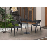 Silla para Exteriores Manaos Negro 52x73cm Apilable con Apoya Brazos y con Espaldar