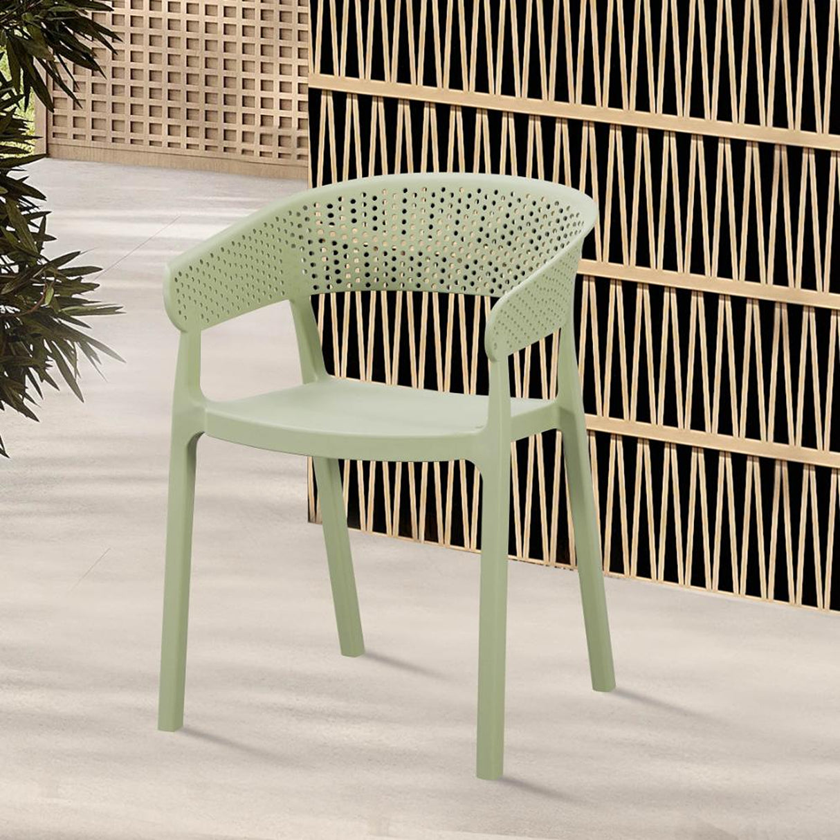 Silla para Exteriores Manaos Verde 52x73cm Apilable con Apoya Brazos y con Espaldar