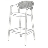 Silla Bar para Exteriores Bali Negro 56x109cm con Apoya Brazos y con Espaldar