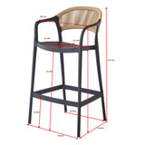 Silla Bar para Exteriores Bali Gris 56x109cm con Apoya Brazos y con Espaldar