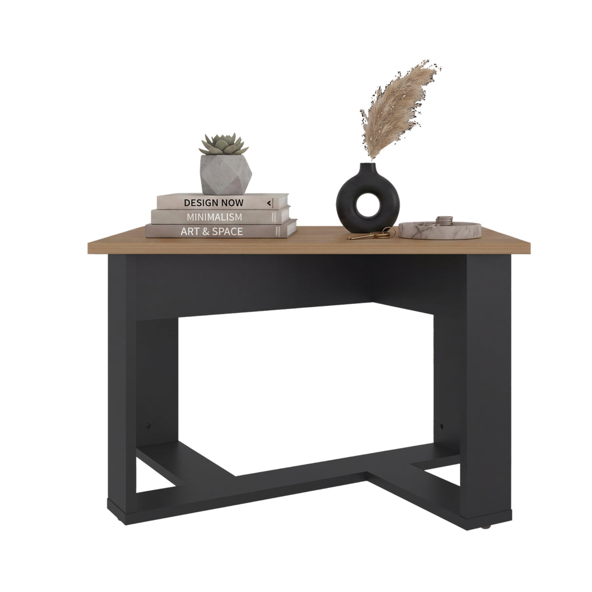 Mesa Auxiliar Pietra Fresno Europeo y Wengue 59.8x39.6cm Rectangular con Patas