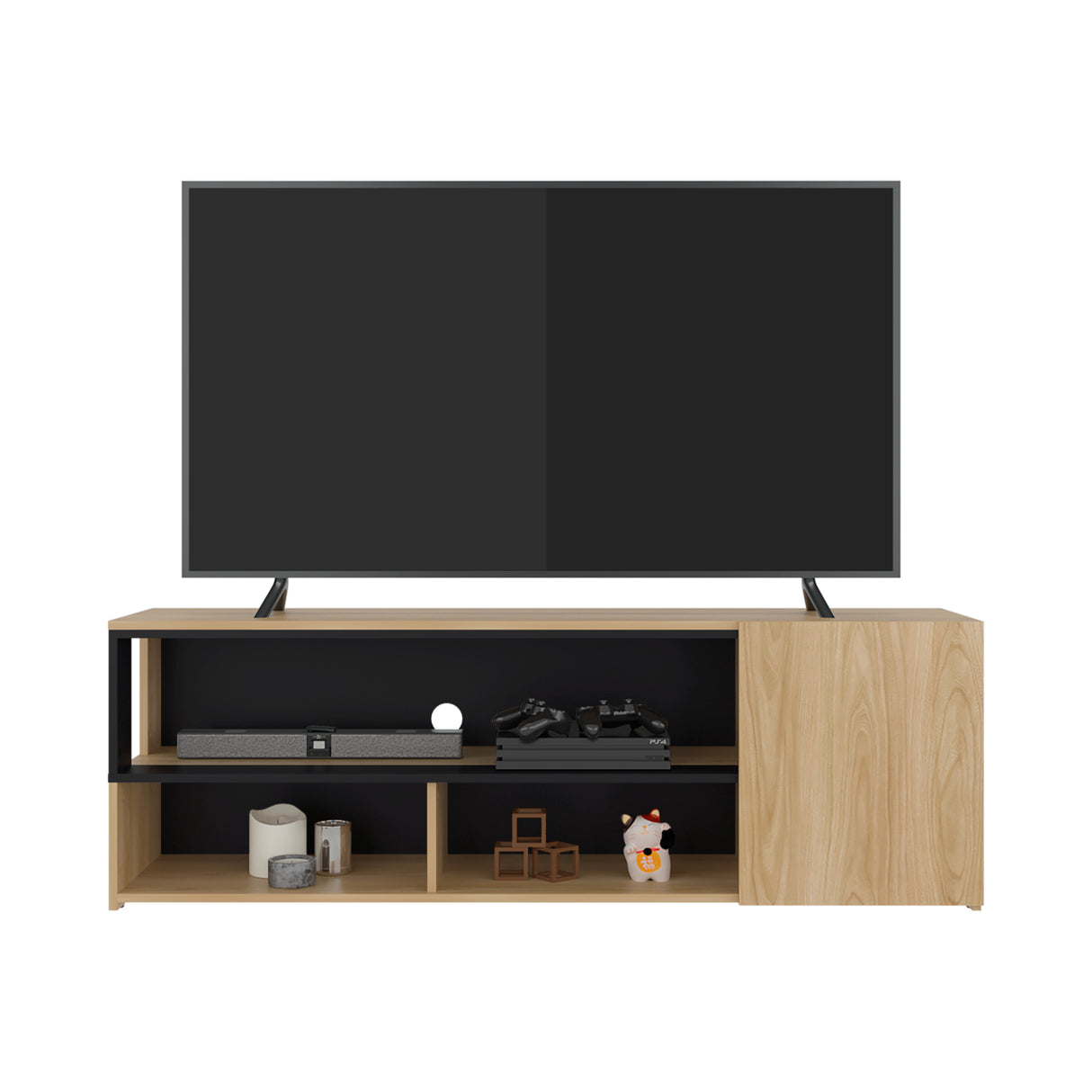 Rack de TV Noland Fresno Europeo y Wengue 151.2x50.7cm para TV Hasta 65" Pulgadas con Tres Compartimientos