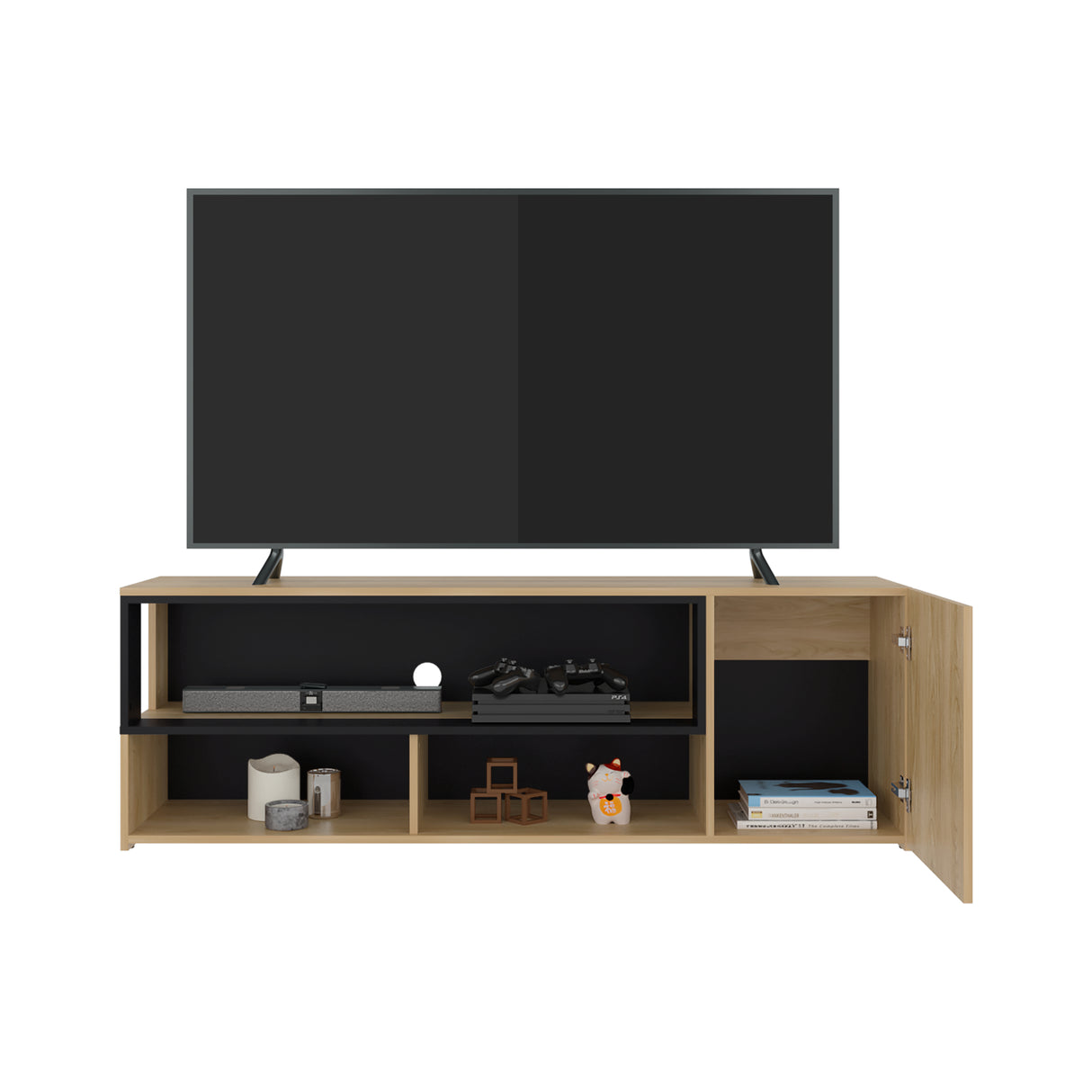 Rack de TV Noland Fresno Europeo y Wengue 151.2x50.7cm para TV Hasta 65" Pulgadas con Tres Compartimientos