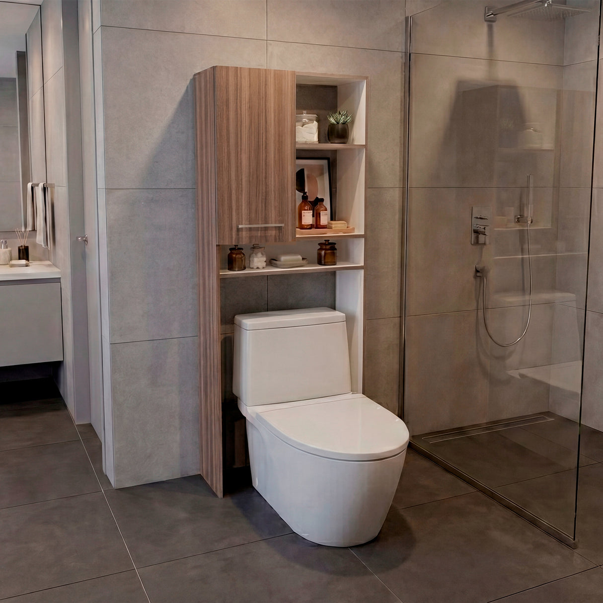 Ahorrador de Espacio para Baño Bath Avellana 63.1x160.8cm con Un Entrepaño