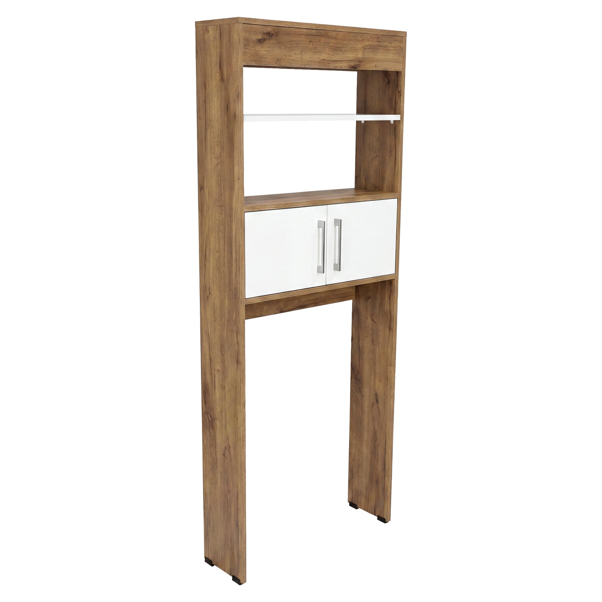 Ahorrador de Espacio para Baño Bath Fresno y Blanco 62.4x160cm con Un Entrepaño