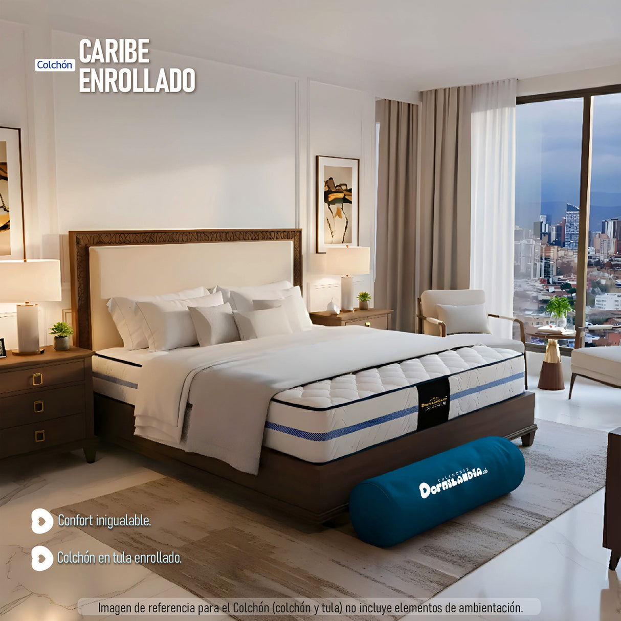 Colchón Enrollado Caribe Blanco Queen 160 X 190 Cm Firmeza Suave Doble Faz