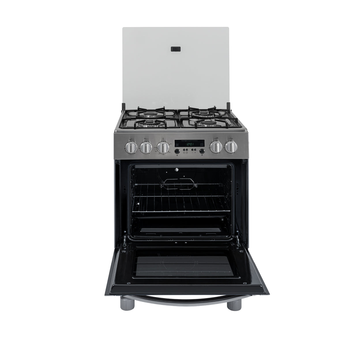 Estufa Challenger Kitchen Gourmet Gris 60x93cm para Gas Propano con Cuatro Quemadores y Un Horno Rosticero Grill