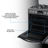 Estufa Challenger Kitchen Gourmet Gris 60x93cm para Gas Propano con Cuatro Quemadores y Un Horno Rosticero Grill