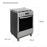 Estufa Challenger Kitchen Gourmet Gris 60x93cm para Gas Natural con Cuatro Quemadores y Un Horno Rosticero Grill