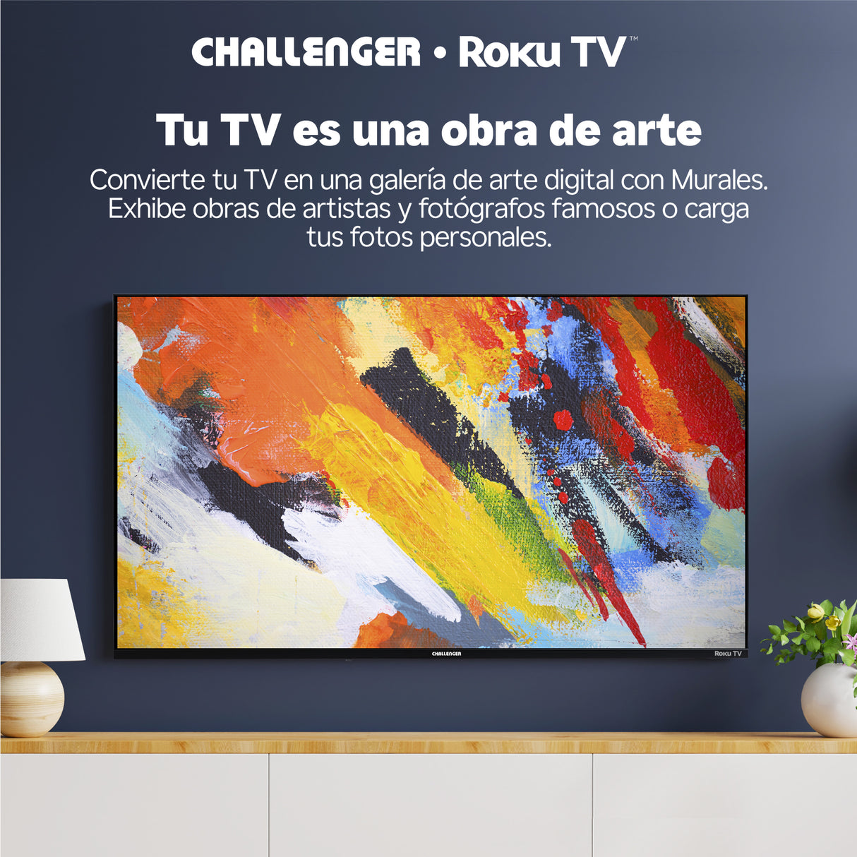 Televisor Smart Challenger Roku Negro 122.5x70.9cm de 55" Pulgadas 4K con Wifi Integrado y con Bluetooth