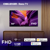 Televisor Smart Challenger Roku Negro 89.2x51.5cm de 40" Pulgadas Full HD con Wifi Integrado y con Bluetooth