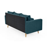 Sofá Barbados Azul Duster y Matiz Natural 190x85cm de Tres Puestos sin Apoya Brazos