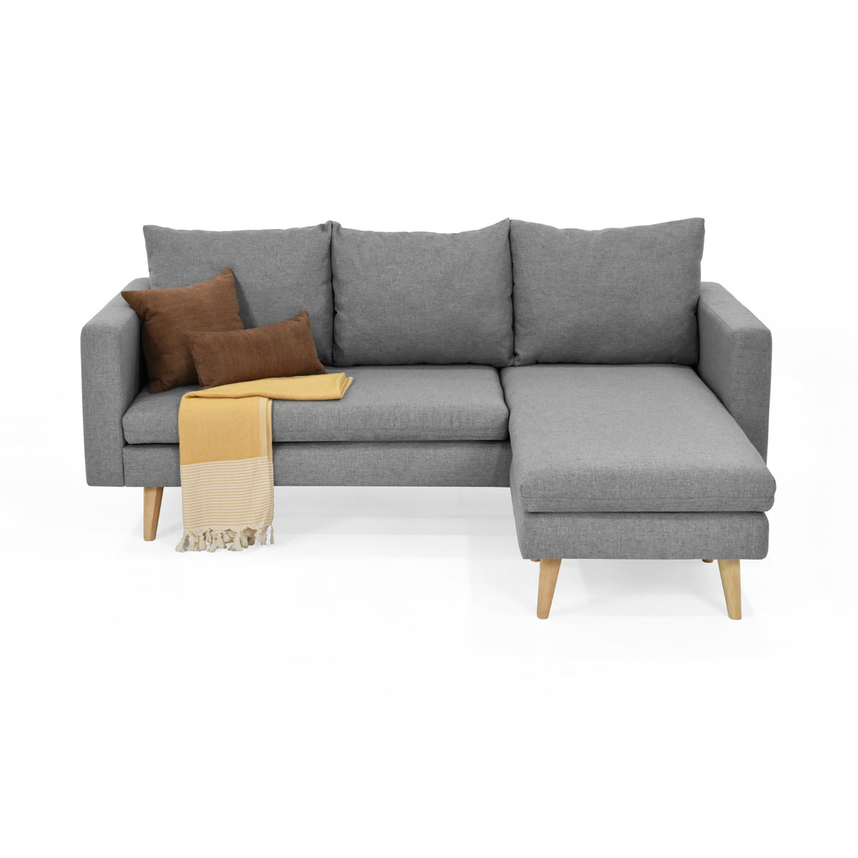 Sofá Barbados Gris Duster y Matiz Natural 190x85cm de Tres Puestos sin Apoya Brazos
