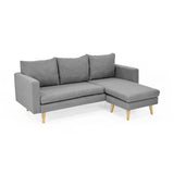 Sofá Barbados Gris Duster y Matiz Natural 190x85cm de Tres Puestos sin Apoya Brazos