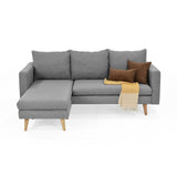 Sofá Barbados Gris Duster y Matiz Natural 190x85cm de Tres Puestos sin Apoya Brazos