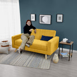 Sofá Baru Mostaza Dicosta y Matiz Natural 150x82cm de Dos Puestos sin Apoya Brazos