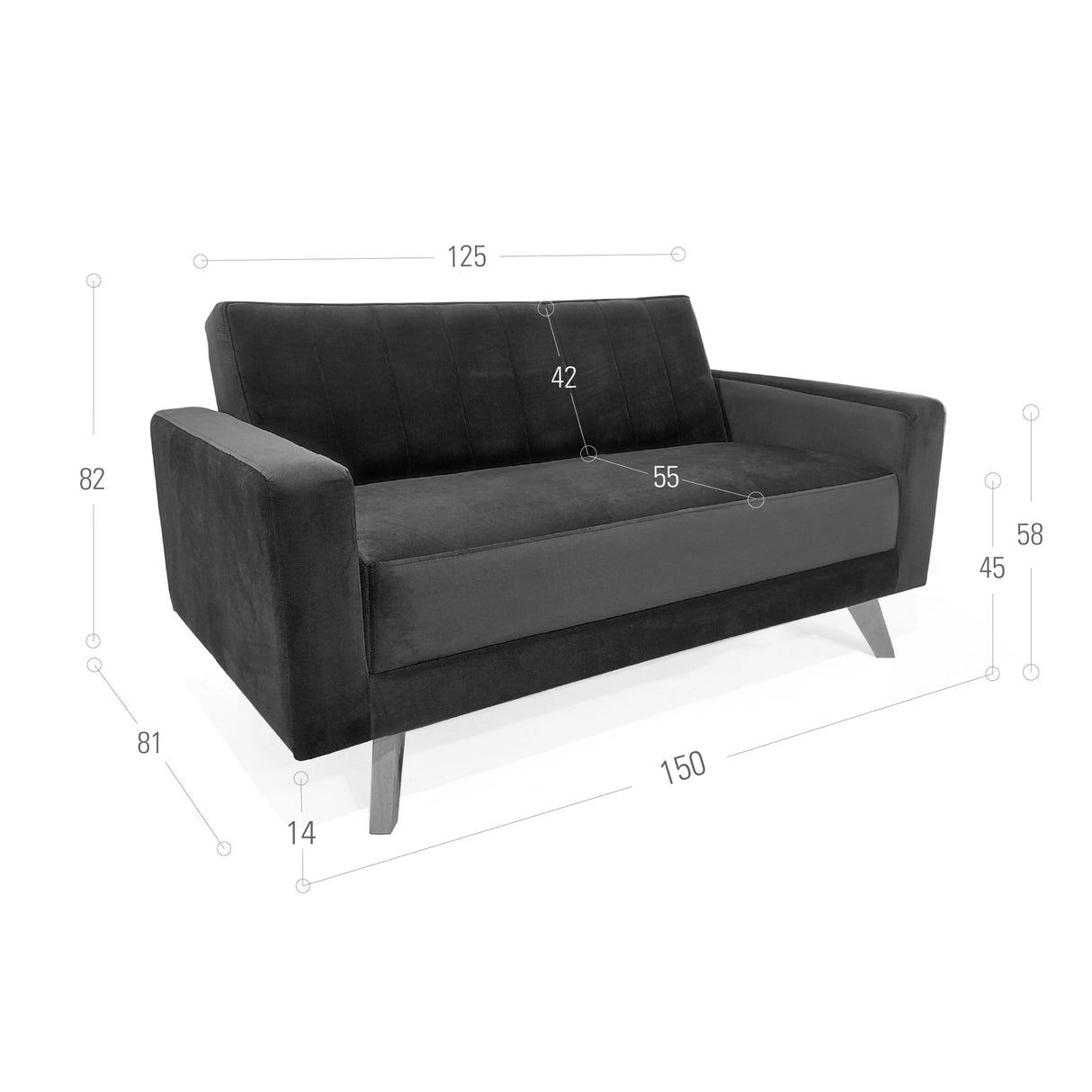 Sofá Baru Plomo Eureka y Matiz Natural 150x82cm de Dos Puestos sin Apoya Brazos
