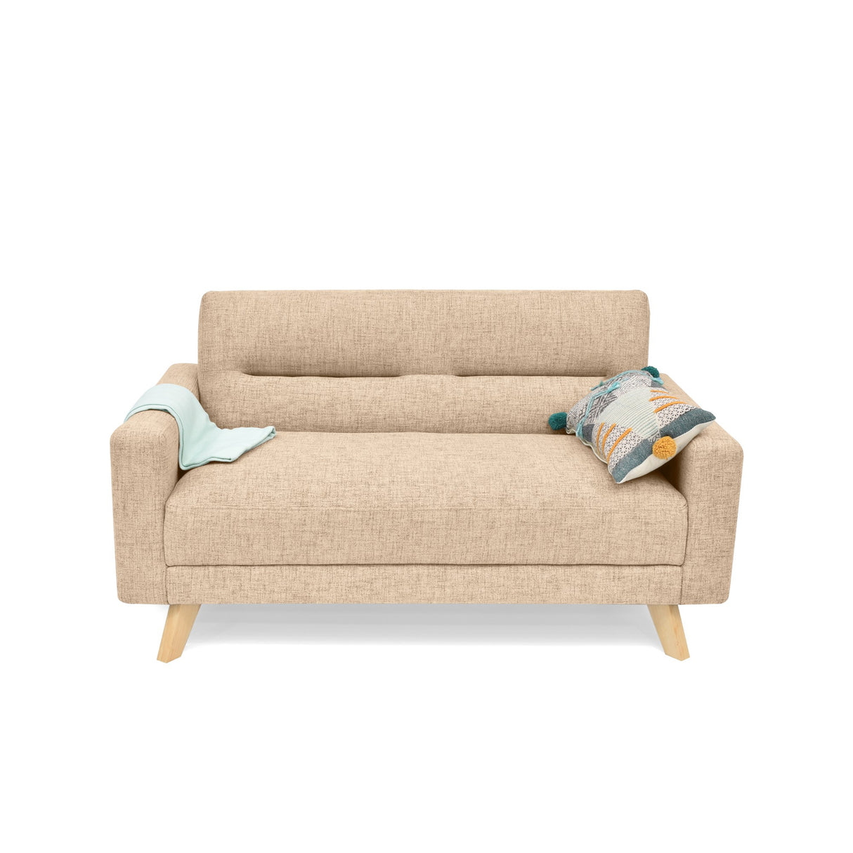 Sofá Barza Beige Dicosta y Matiz Natural 150x82cm de Dos Puestos con Apoya Brazos