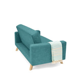Sofá Barza Petróleo Eureka y Matiz Natural 150x82cm de Dos Puestos con Apoya Brazos