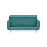 Sofá Barza Petróleo Eureka y Matiz Natural 150x82cm de Dos Puestos con Apoya Brazos
