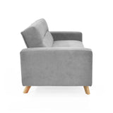 Sofá Barza Plata Dorsey y Matiz Natural 150x82cm de Dos Puestos con Apoya Brazos