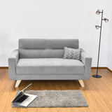Sofá Barza Plata Dorsey y Matiz Natural 150x82cm de Dos Puestos con Apoya Brazos