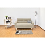Sofá Barza Taupe Dorsey y Matiz Natural 150x82cm de Dos Puestos con Apoya Brazos