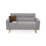 Sofá Barza Plata Duster y Matiz Natural 150x82cm de Dos Puestos con Apoya Brazos