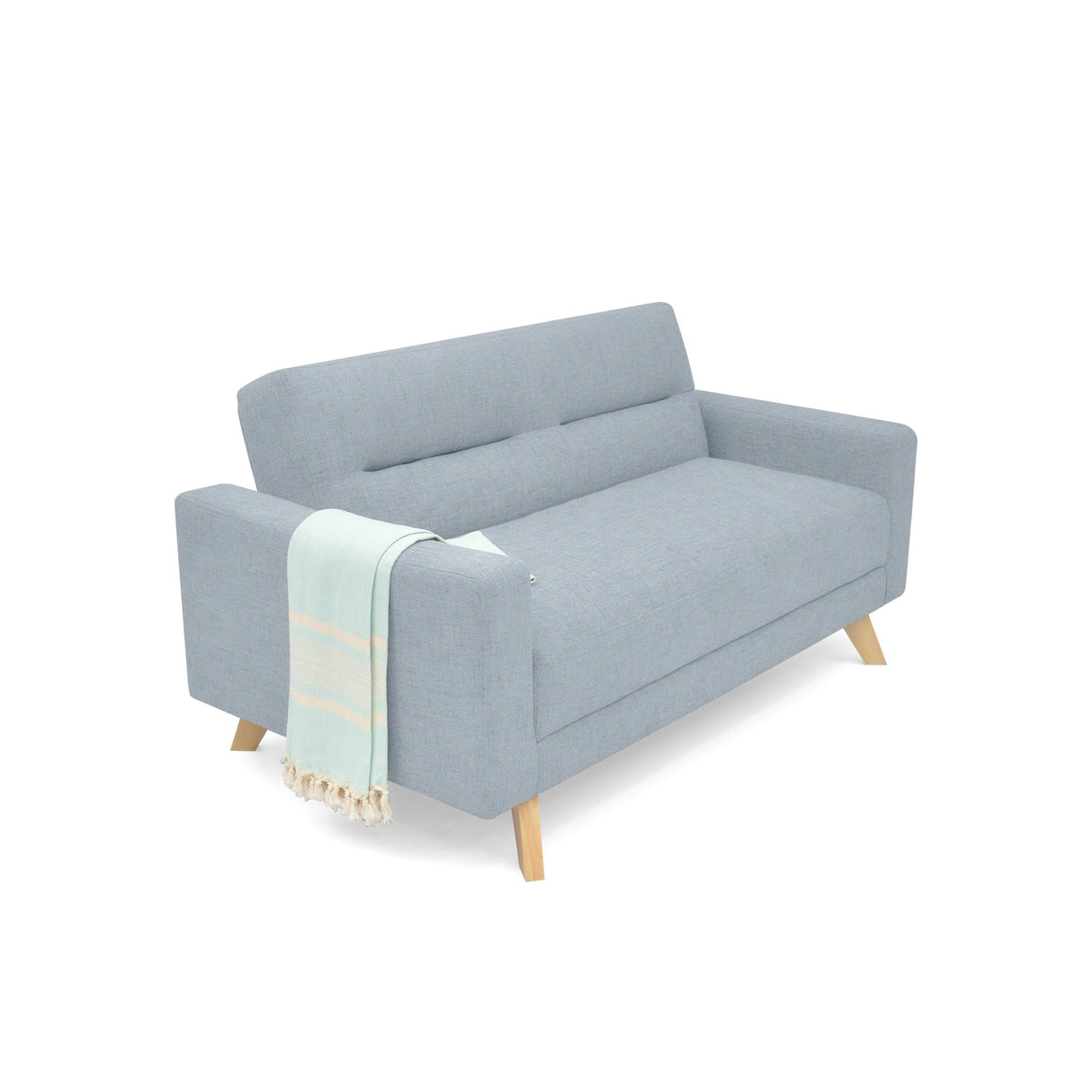 Sofá Barza Plata Eureka y Matiz Natural 150x82cm de Dos Puestos con Apoya Brazos