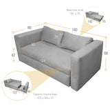 Sofá Cama Baxter Beige Sky 160x68cm de Tres Puestos con Apoya Brazos