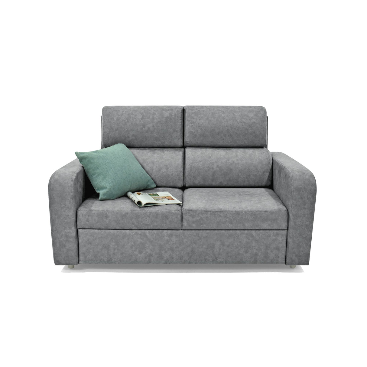 Sofá Bethel Gris Sky y Madera Cromo 148x95cm de Dos Puestos con Apoya Brazos