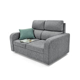 Sofá Bethel Gris Sky y Madera Cromo 148x95cm de Dos Puestos con Apoya Brazos