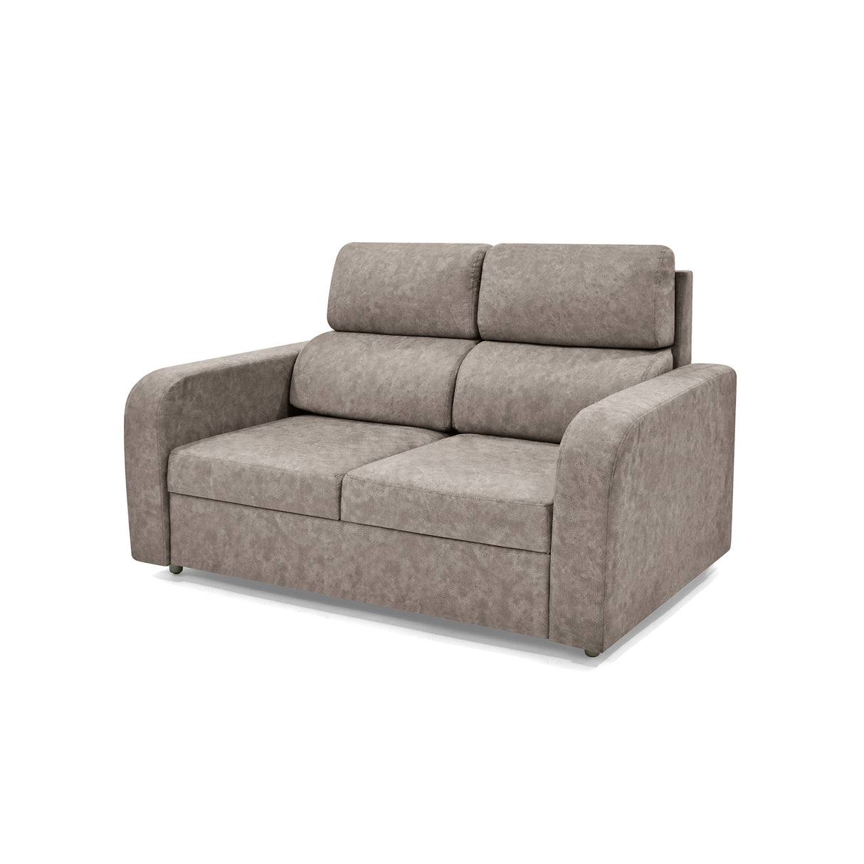 Sofá Bethel Taupe Sky y Madera Cromo 148x95cm de Dos Puestos con Apoya Brazos