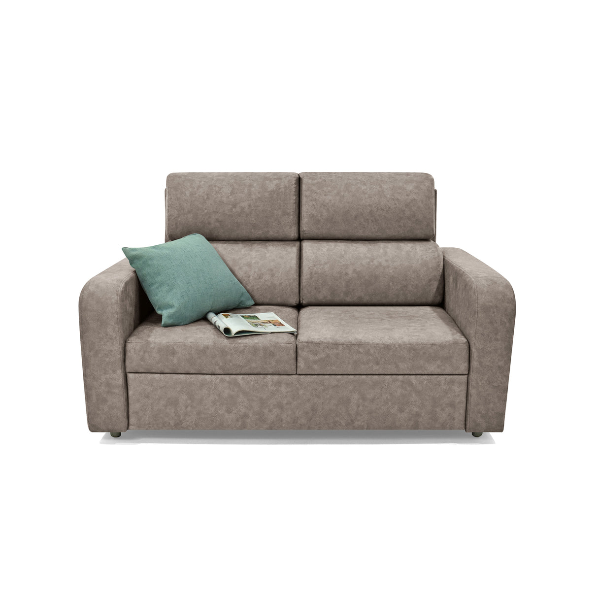 Sofá Bethel Taupe Sky y Madera Cromo 148x95cm de Dos Puestos con Apoya Brazos