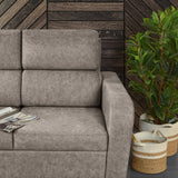 Sofá Bethel Taupe Sky y Madera Cromo 148x95cm de Dos Puestos con Apoya Brazos