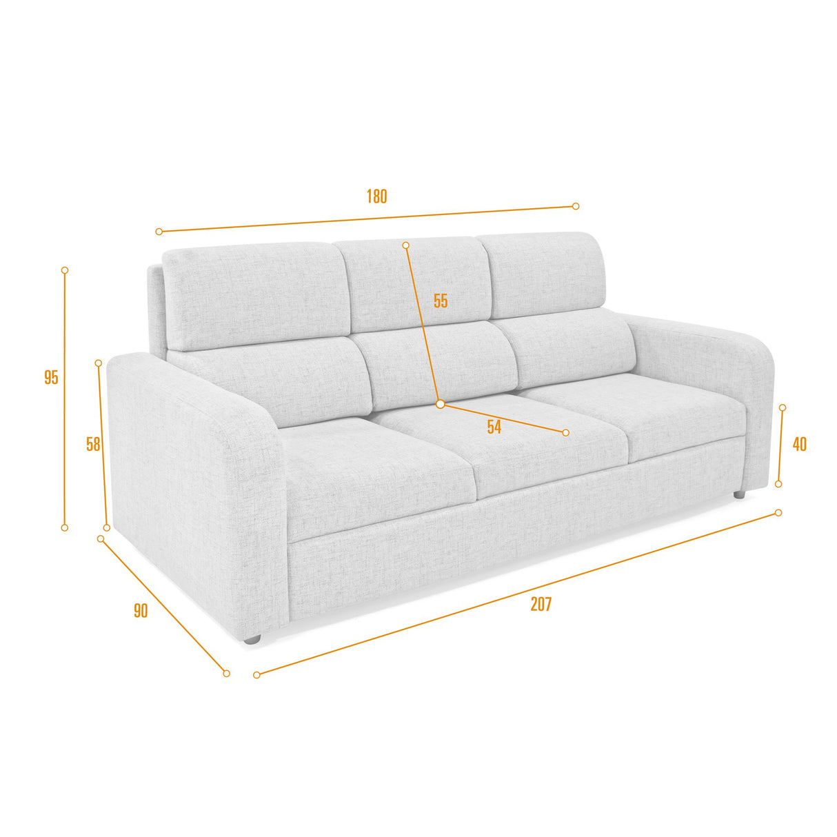 Sofá Bethel Taupe Dicosta y Madera Cromo 207x95cm de Tres Puestos con Apoya Brazos