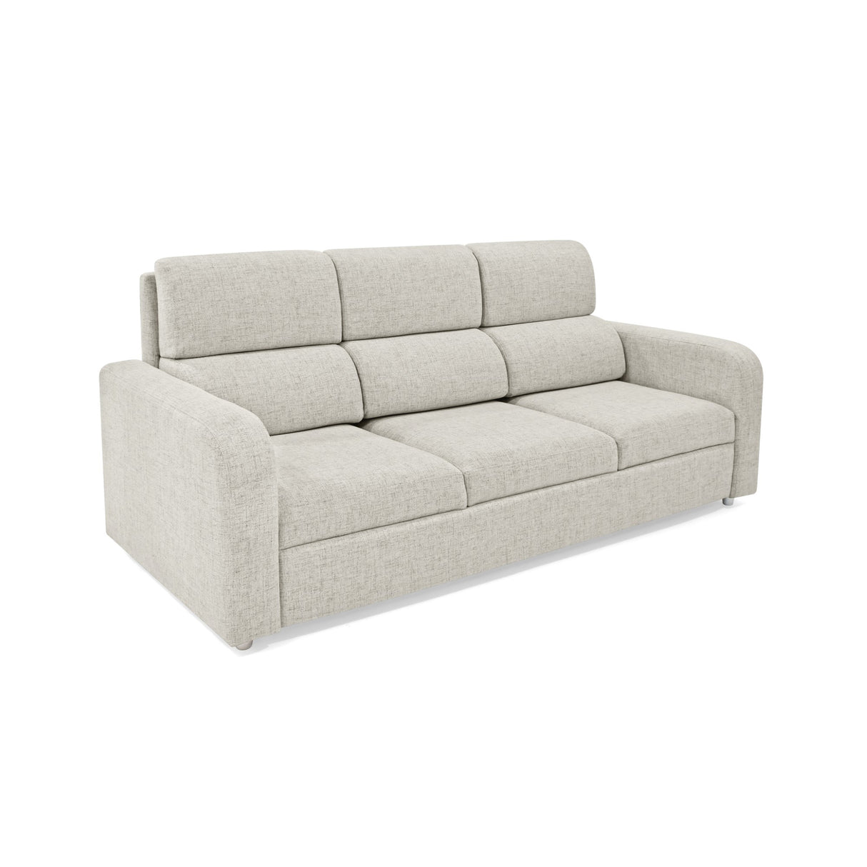 Sofá Bethel Taupe Dicosta y Madera Cromo 207x95cm de Tres Puestos con Apoya Brazos