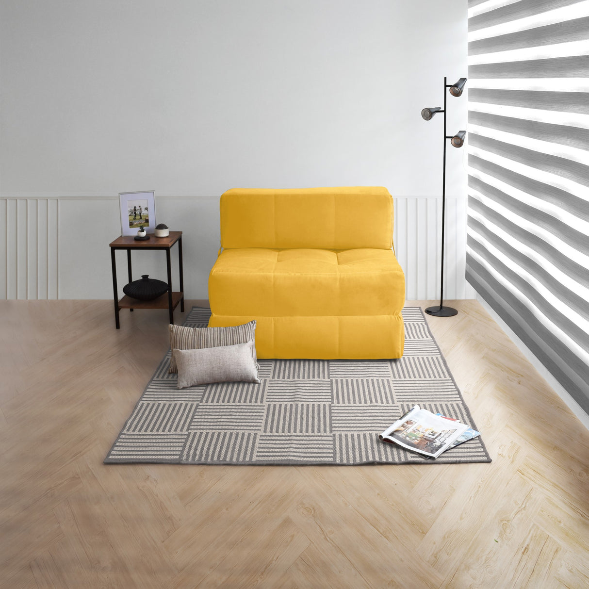 Sofá Cama Bosnia Mostaza Denver 102x78cm de Un Puesto sin Apoya Brazos