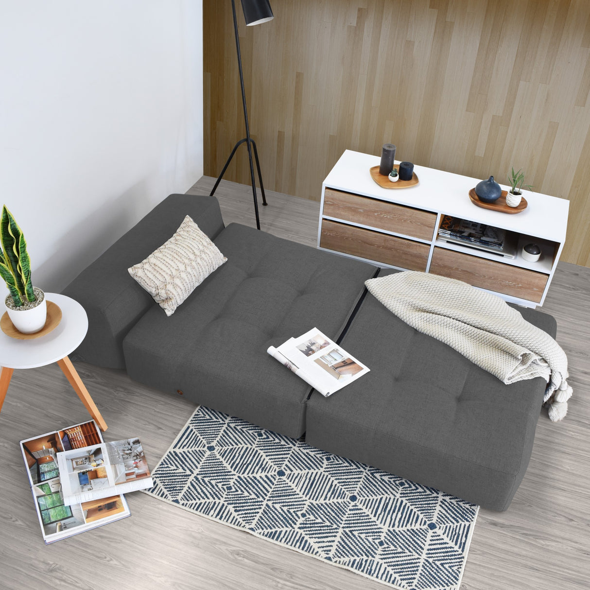 Sofá Cama Bosnia Gris Dicosta 102x78cm de Un Puesto sin Apoya Brazos