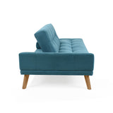 Sofá Cama Brunet Petróleo Denver y Matiz Caoba 198x84cm de Tres Puestos Reclinable sin Apoya Brazos